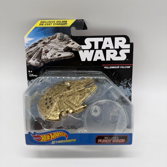 Star Wars Hot Wheels Exclusive Golden Millennium Falcon Die-Cast Starship 2014 - Picture 1 of 6
